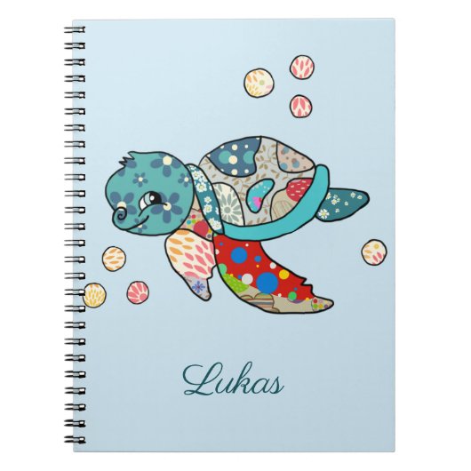 bunte wasserschildkrote, personalisiert ノートブック (正面)