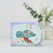 bunte Wasserschildkröte Postkarte ポストカード (スタンド正面)