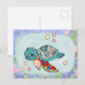 bunte Wasserschildkröte Postkarte ポストカード (正面/裏面)