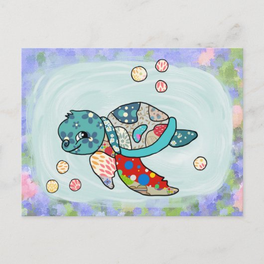 bunte Wasserschildkröte Postkarte ポストカード (正面)
