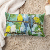 Bunte Wellensittiche - handgemalt | Kissen ランバークッション (ブランケット)