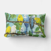 Bunte Wellensittiche - handgemalt | Kissen ランバークッション (正面)