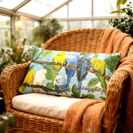 Bunte Wellensittiche - handgemalt | Kissen ランバークッション