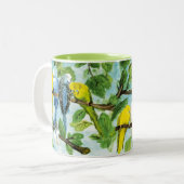 Bunte Wellensittiche | Zweifarbige Tasse ツートーンマグカップ (正面左)