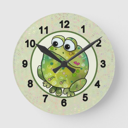 Bunter Frosch  ラウンド壁時計 (正面)