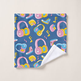 Bunter Musikmix in rosa, blau, gelb ウォッシュタオル