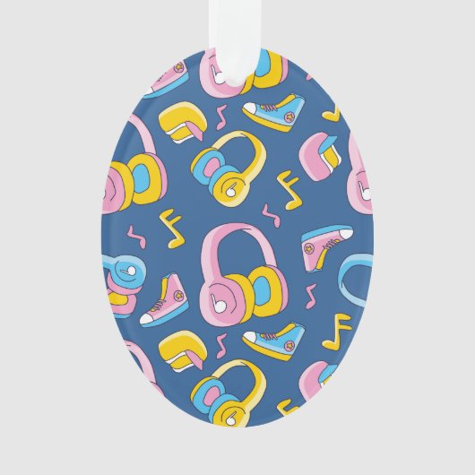 Bunter Musikmix in rosa, blau, gelb オーナメント (正面)