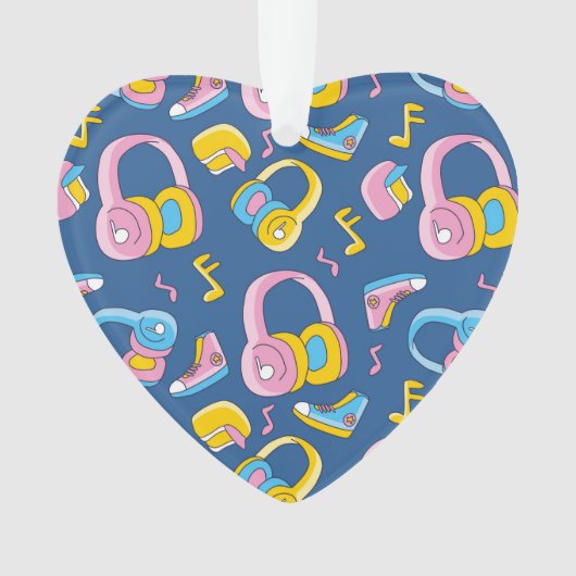 Bunter Musikmix in rosa, blau, gelb オーナメント (正面)