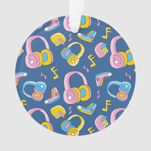 Bunter Musikmix in rosa, blau, gelb オーナメント (正面)