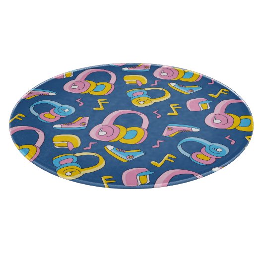 Bunter Musikmix in rosa, blau, gelb カッティングボード (角)