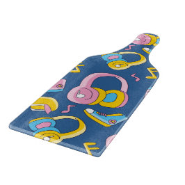 Bunter Musikmix in rosa, blau, gelb カッティングボード