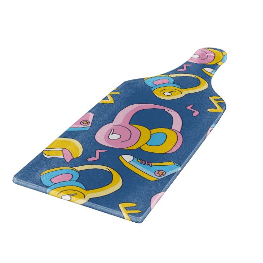 Bunter Musikmix in rosa, blau, gelb カッティングボード (角)