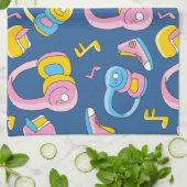 Bunter Musikmix in rosa, blau, gelb キッチンタオル (折り畳み)