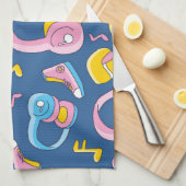 Bunter Musikmix in rosa, blau, gelb キッチンタオル (四つ折り)