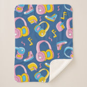 Bunter Musikmix in rosa, blau, gelb シェルパブランケット (正面)