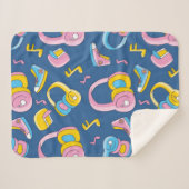 Bunter Musikmix in rosa, blau, gelb シェルパブランケット (正面(横))