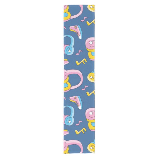 Bunter Musikmix in rosa, blau, gelb ショートテーブルランナー (正面)