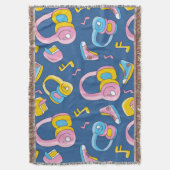 Bunter Musikmix in rosa, blau, gelb スローブランケット (正面縦)