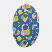 Bunter Musikmix in rosa, blau, gelb セラミックオーナメント (左)