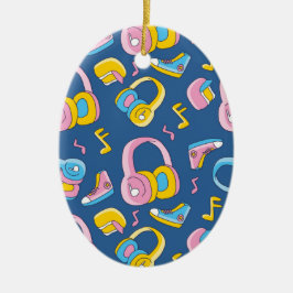 Bunter Musikmix in rosa, blau, gelb セラミックオーナメント