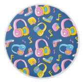 Bunter Musikmix in rosa, blau, gelb セラミックノブ (正面)