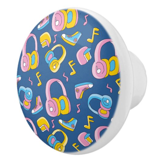 Bunter Musikmix in rosa, blau, gelb セラミックノブ (右)