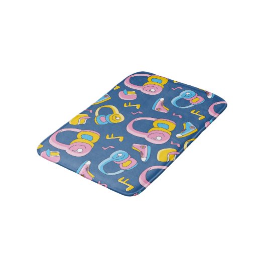 Bunter Musikmix in rosa, blau, gelb バスマット (アングル)