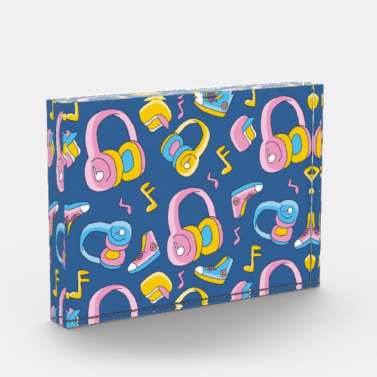 Bunter Musikmix in rosa, blau, gelb フォトブロック (左)