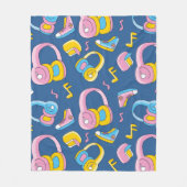 Bunter Musikmix in rosa, blau, gelb フリースブランケット (正面)