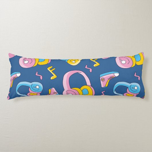Bunter Musikmix in rosa, blau, gelb ボディピロー (正面)