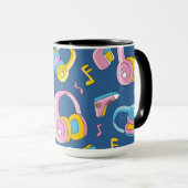 Bunter Musikmix in rosa, blau, gelb マグカップ (正面右)