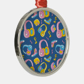 Bunter Musikmix in rosa, blau, gelb メタルオーナメント (右)