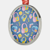 Bunter Musikmix in rosa, blau, gelb メタルオーナメント (左)