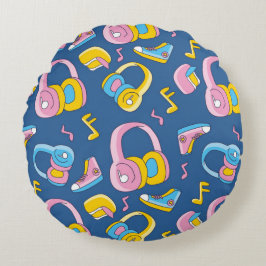 Bunter Musikmix in rosa, blau, gelb ラウンドクッション