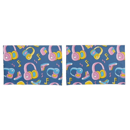 Bunter Musikmix in rosa, blau, gelb 枕カバー (フロントセット)