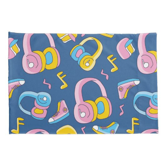 Bunter Musikmix in rosa, blau, gelb 枕カバー (裏面-右)