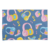 Bunter Musikmix in rosa, blau, gelb 枕カバー (正面右)