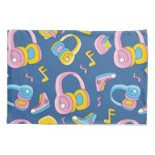 Bunter Musikmix in rosa, blau, gelb 枕カバー (裏面)