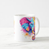 Bunter Regenbogen Elefant Aquarell コーヒーマグカップ (正面右)