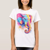 Bunter Regenbogen Elefant Aquarell Tシャツ (正面)