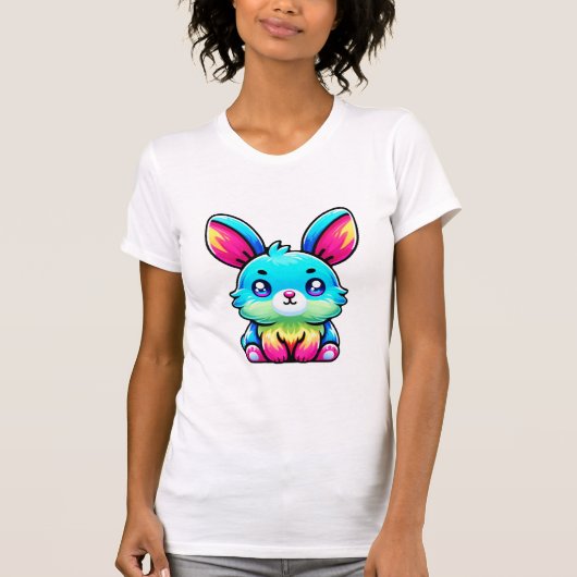 Bunter süsser Hase auf Tshirt Tシャツ (正面)