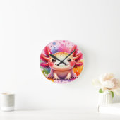 Buntes lächelndes Axolotl als Grafik ラウンド壁時計 (ホーム)