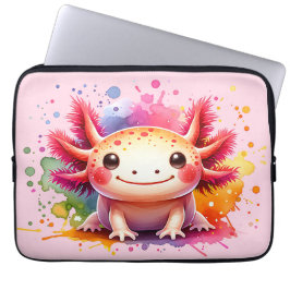 Buntes lächelndes Axolotl als Grafik ラップトップスリーブ