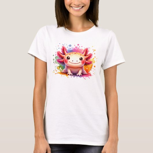 Buntes lächelndes Axolotl als Grafik Tシャツ (正面)