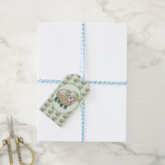 buntes Lämmchen  postkarte ギフトタグ (より糸付き)