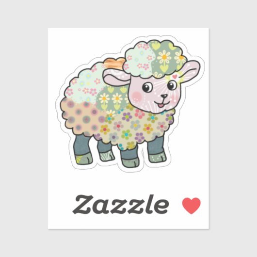 buntes Lämmchen  postkarte シール (シート)