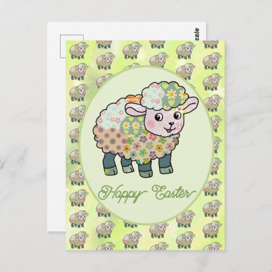 buntes Lämmchen  postkarte ポストカード (正面/裏面)