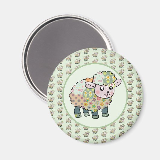 buntes Lämmchen  postkarte マグネット (正面/裏面)
