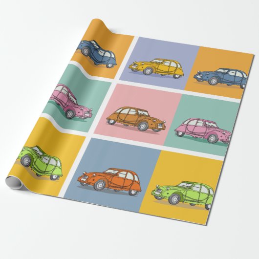 Buntes Oldtimer 2cv Ente Muster ラッピングペーパー (アンロールド)