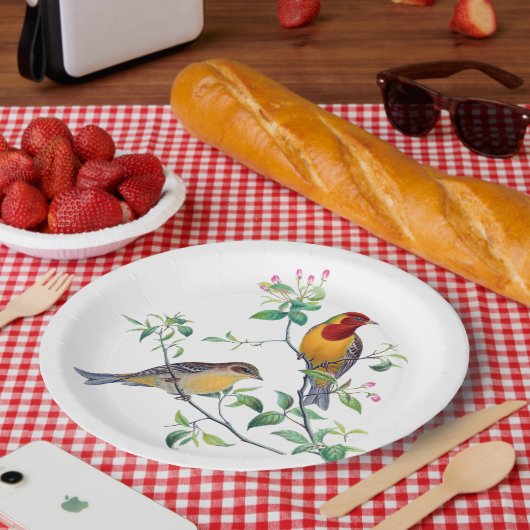 Bunting Birds on Branches ペーパープレート (ピクニック)